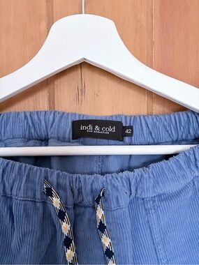 Indi & Cold Women's Blue Corduroy Drawstring Trousers